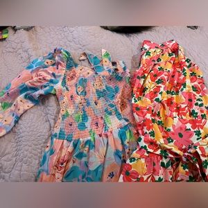 Two floral dresses